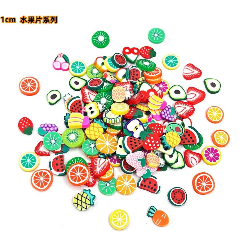 100pcs/bag fruit animal flower Soft heart plum blossom slices slime filling crystal Polymer clay confetti