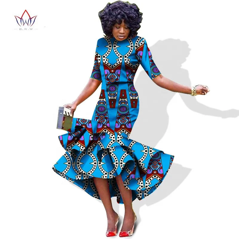 2021 new arrival African batik kaftan dress short-sleeved batik long dress slim-fit cotton batik ethnic dress