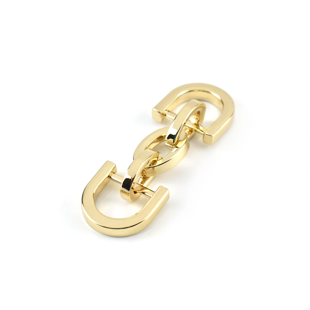 High Quality 14mm Gold Luxury Smooth Surface Shoe Buckle with D Ring