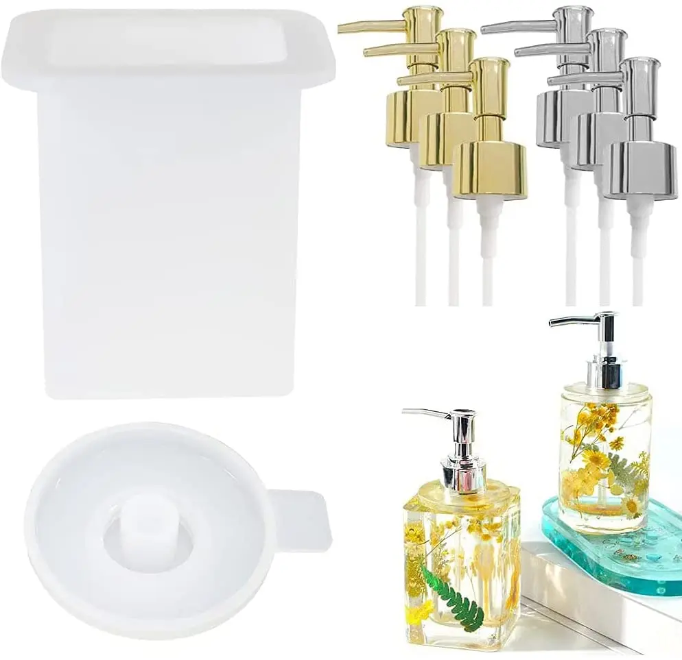 M3043 Perfume Bottle Silicone Mold Pump Bottles Mold for Hand Sanitizer Making Mold Epoxy Resin Tray