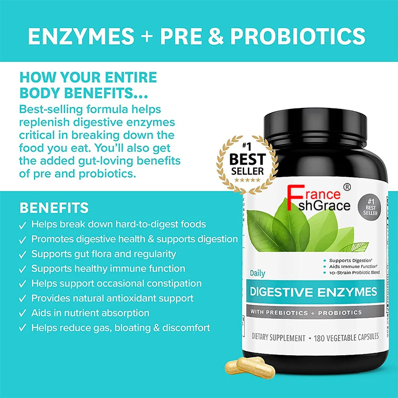 Supports Nutrient Absorption Prebiotics Probiotics Nutrition Digestive Enzymes Probiotic Capsules