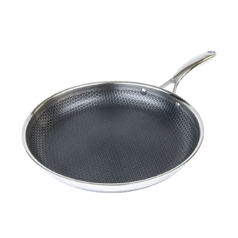 30 cm Hybrid Pan & Wok with 30 cm Lid Set Honeycomb Stainless Steel Non-stick Wok Frying Pan Cookware With Glass Lid