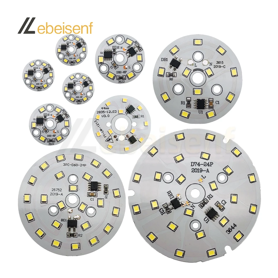 Drive-free 3W 5W 7W 9W 12W 15W 18W AC 220V SMD2835 LED Lamp Bulb Downlight Dia 32~120mm Round Aluminum Source Light Board