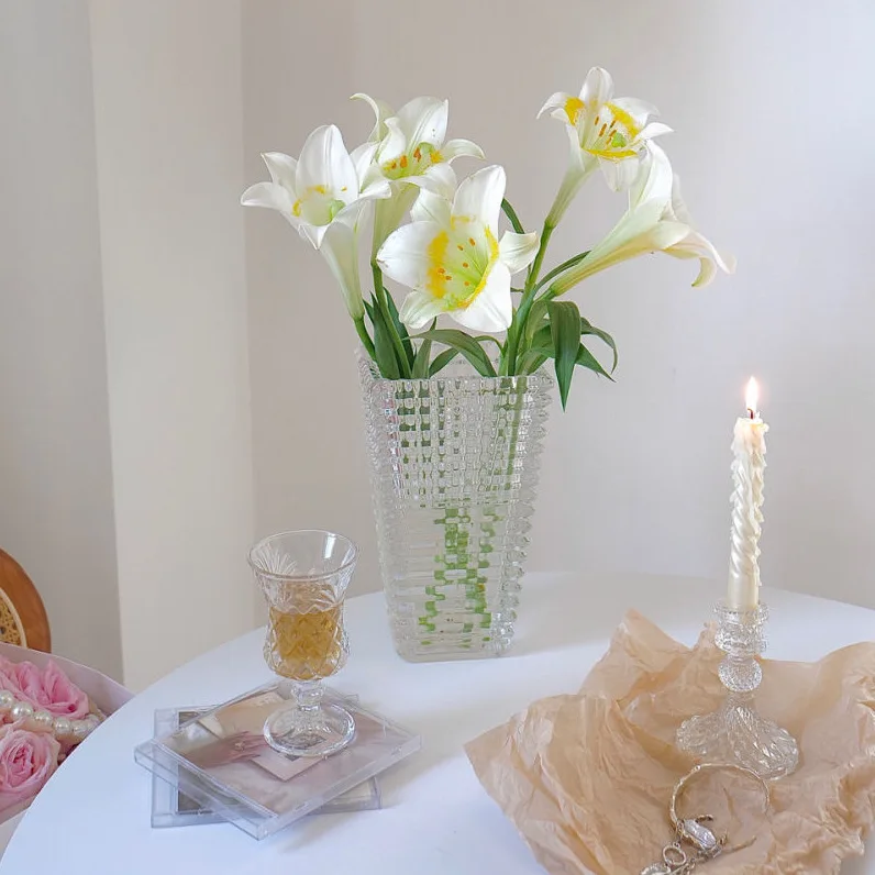 Machine Made Living Room Decor Heavy Flower Arrangement Crystal Mosaic Glass Vase