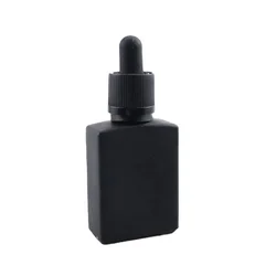 15ml 30ml 50ml 100ml matte black rectangle glass dropper bottles rectangular frosted black glass bottle