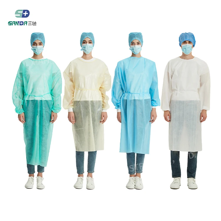 Ultrasonic Waterproof SMS Nonwoven Blue Surgic Gowns Disposable Medical Protective Isolation Surgical Gown