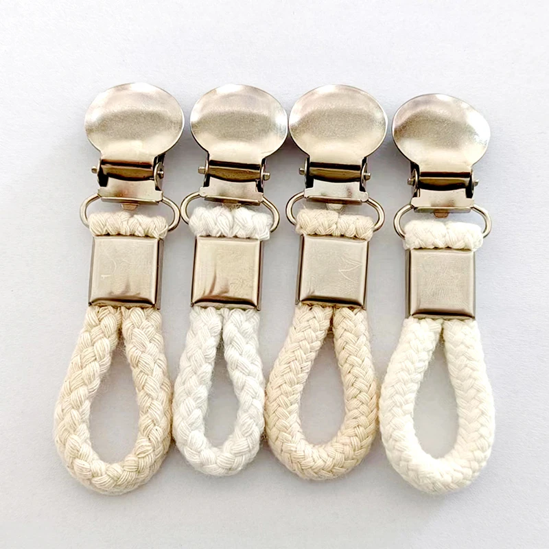 Metal Kitchen Towels Clips Bathroom Cupboards Cloth Hanger Holder Brackets-Braided Cotton Loop Hanging Tea Towels Clip