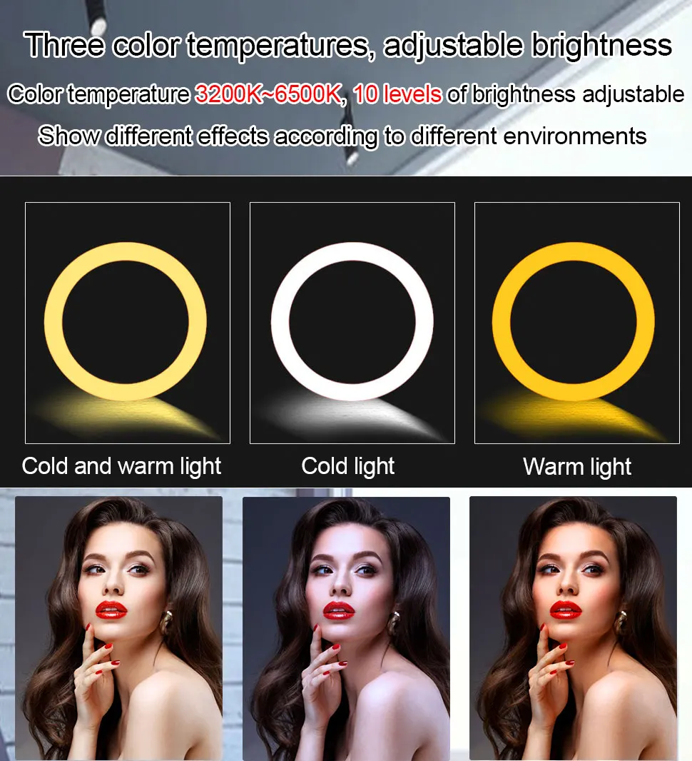 10 дюймов кольцевой осветитель на светодиодах (LED) для селфи заполняющий свет с штатив-Трипод стойка прямая трансляция лица макияж Tiktok держателем сотового телефона