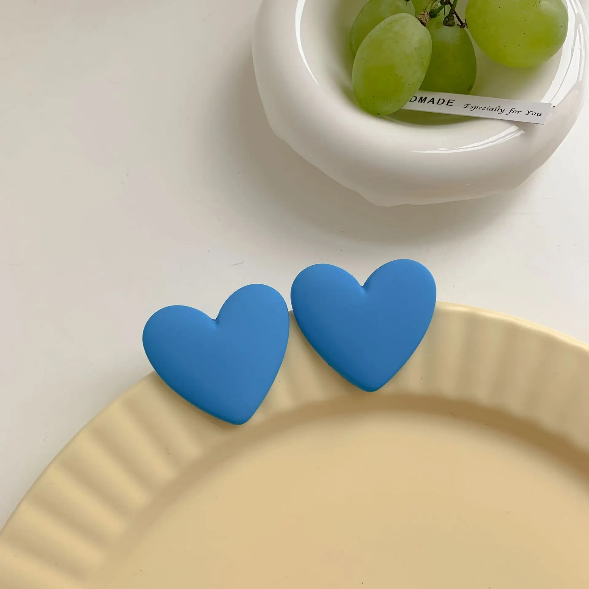 925 Silver needle earrings Korea INS temperament earrings candy color heart acrylic earrings fashion