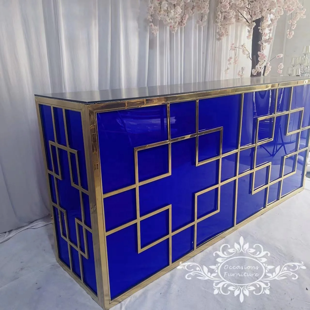 Changeable Color Stainless Steel Bar Rack Counter Wedding Furniture High Cocktails Rectangle Tables