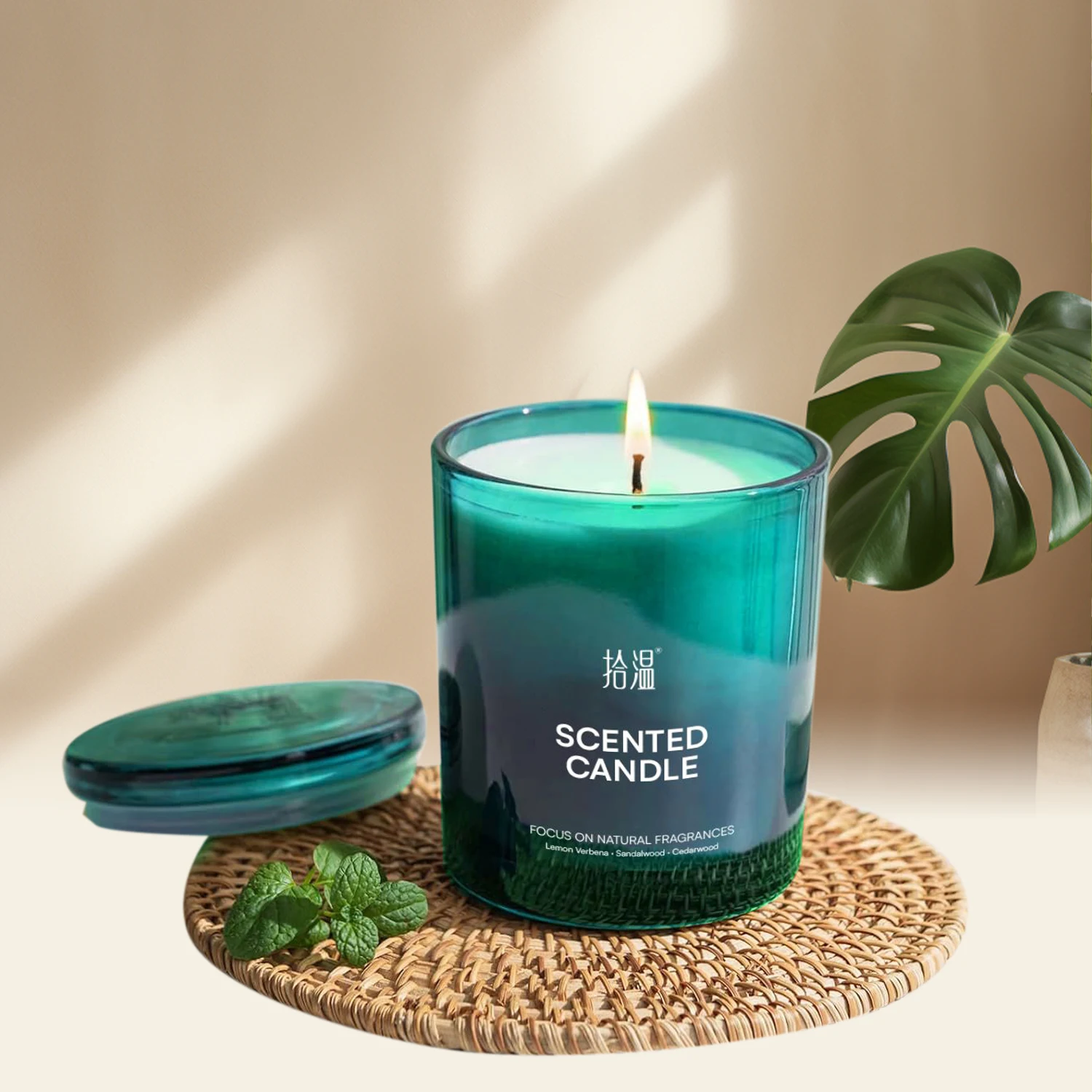 Wholesale green glass jar candles aromatherapy candles smokeless candles