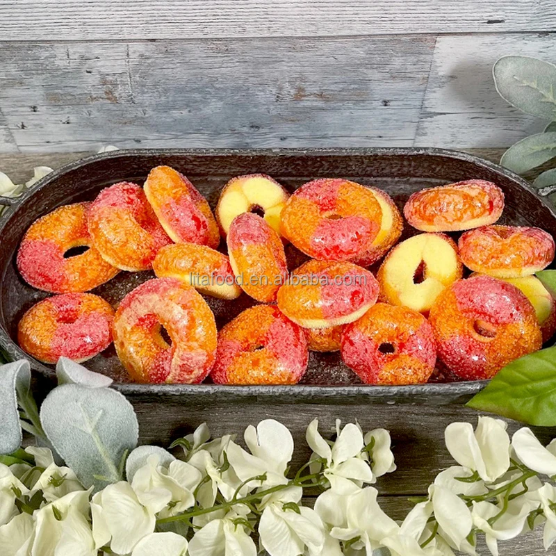 OEM Freeze Dried Candy Assorted Fruit Flavors Sweets Lyophilization Candy Crunchy Peach Ring