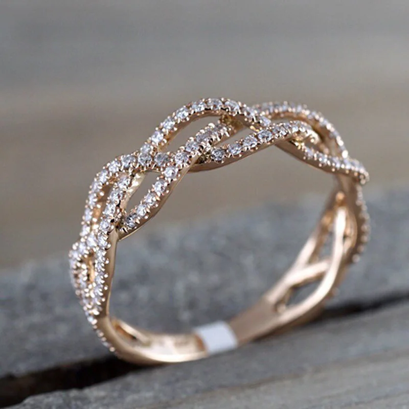 fashion hot new rose gold lady finger ornaments fashion show model ornaments full forever solitaire diamond engagement ring