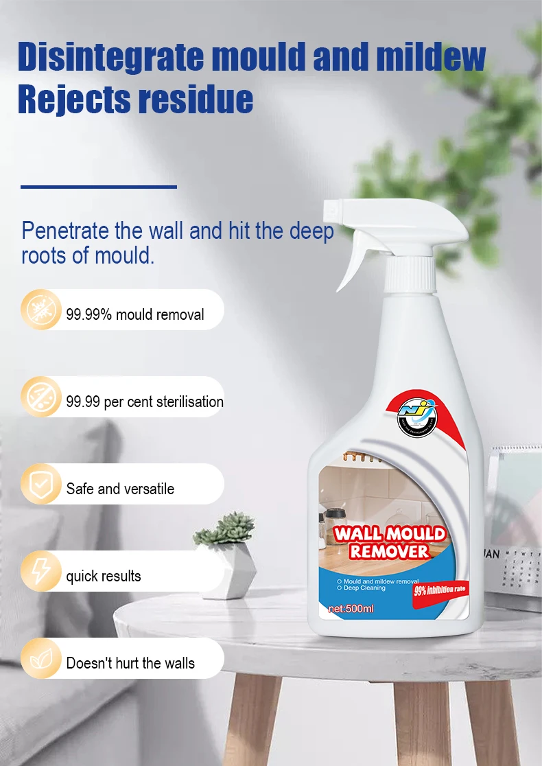Household mold remover for white walls, kitchen, bathroom cleaner, rapid mold removal