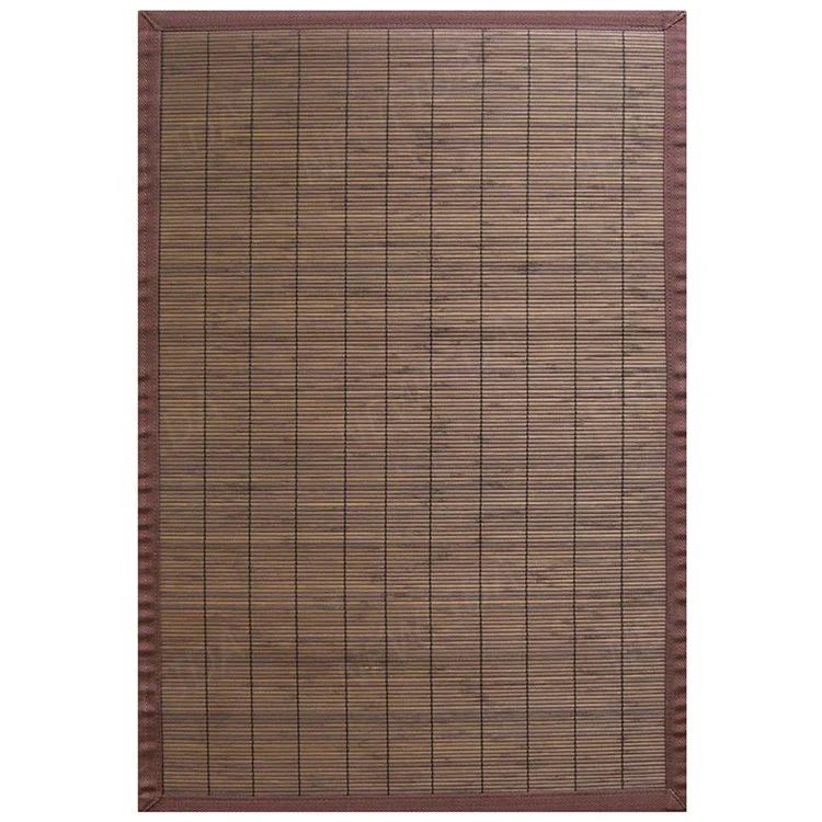 Eco-Friendly 4 x 6 Feet 5cm Nylon Border Japandi Style Bamboo Rug for Home or Hotel Chocolate Slat Design