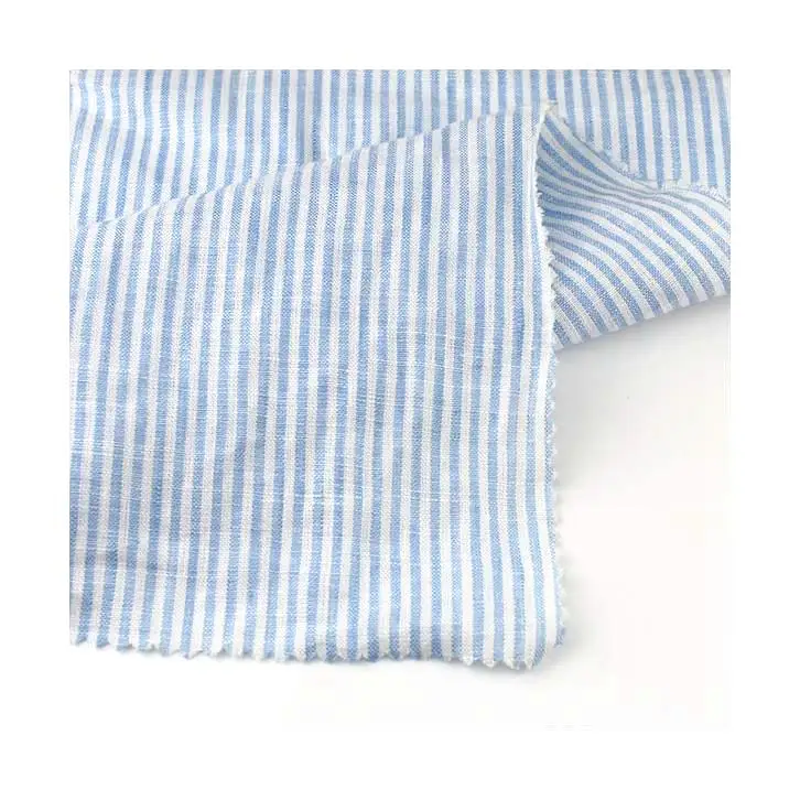 free sample hot sale classical stripe linen fabric for shirt dress napkins table cloth