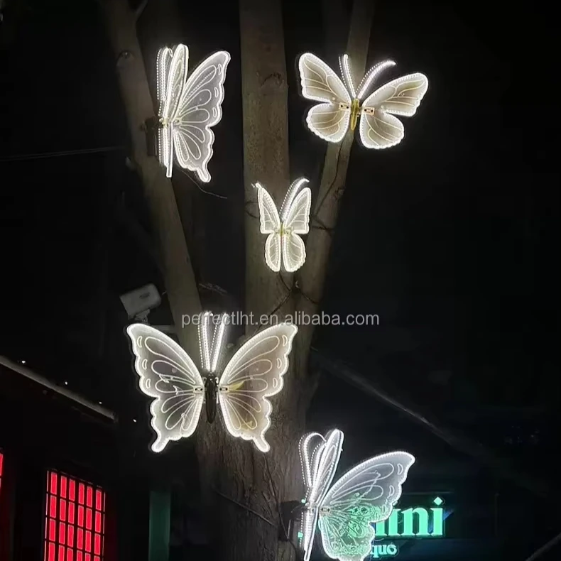 Wholesale LED wedding Christmas decoration props garden light electric luminous 40CM butterfly wings mobile outdoor garden light