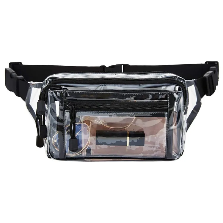 2024  Fashion Adjustable Plastic Transparent Fanny Pack Running Clear PVC Waist Bags Sports Bum Belt Crossbody Bag