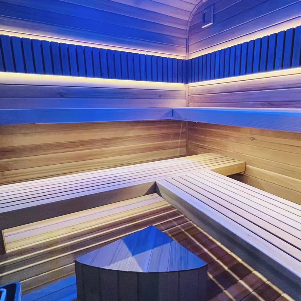 Wood Sauna Square Room Outdoor Traditional Steam Sauna For 4 People Garden Custom Solid Wood Sauna