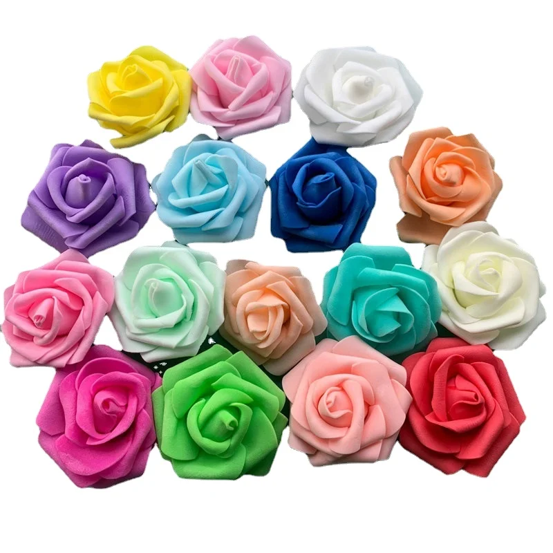 Foam rose flower 6.5cm artificial decorative rose head wedding decoration flower 100pcs big size