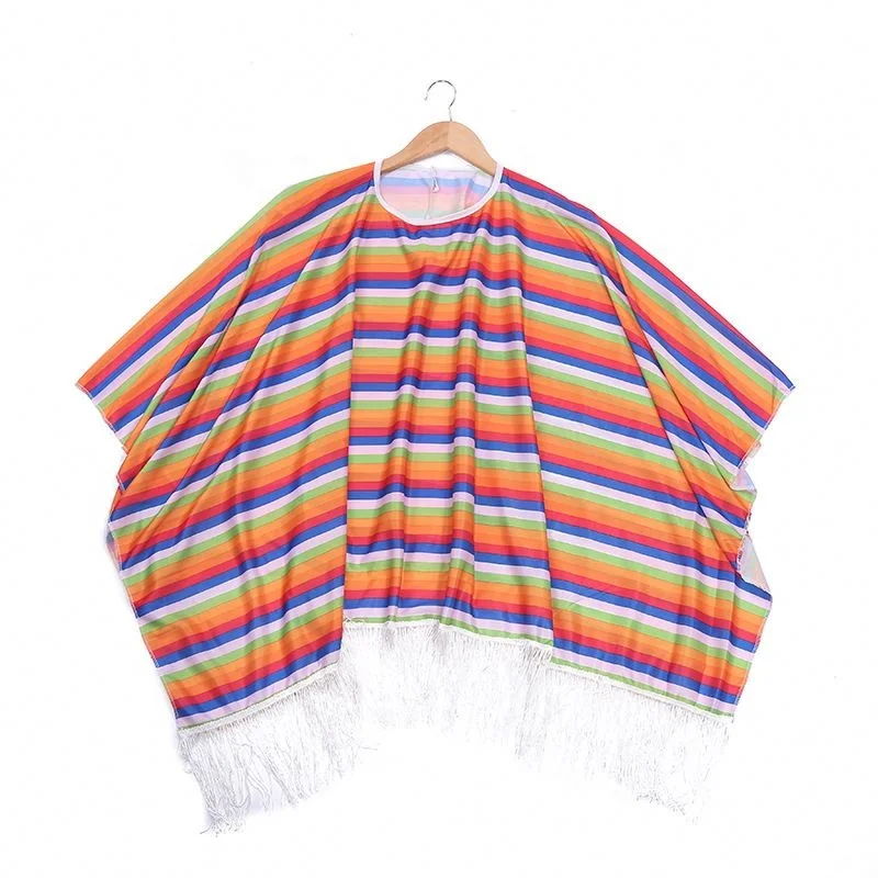 Mexican Carnival Party Cinco De Mayo Traditional Serape Mexican Poncho for Kids