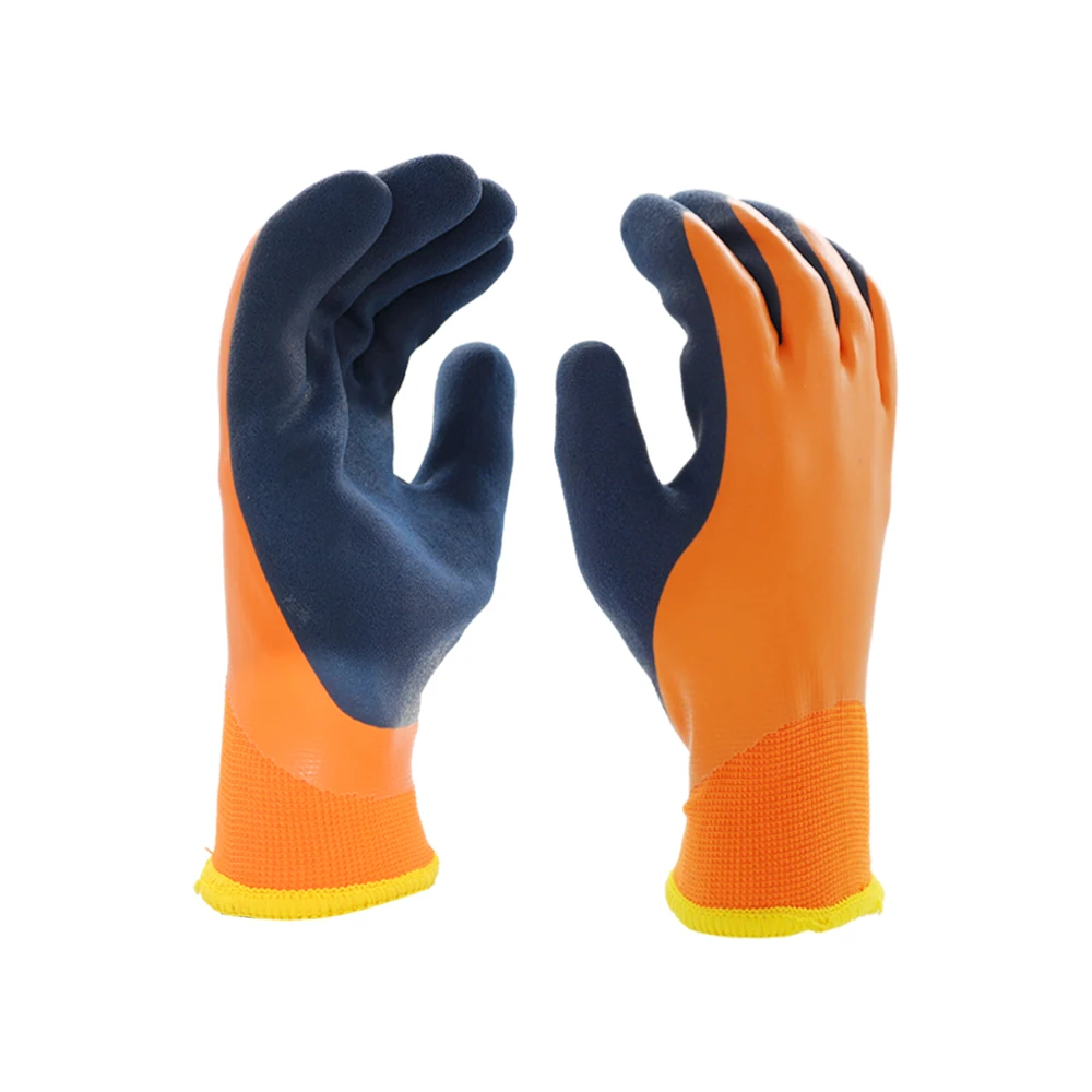 FQGLOVE 15 г двухслойные акриловые волокна внутри гладкие латексные полностью и латексные песчаные зимние перчатки с двойным покрытием сенсорный экран