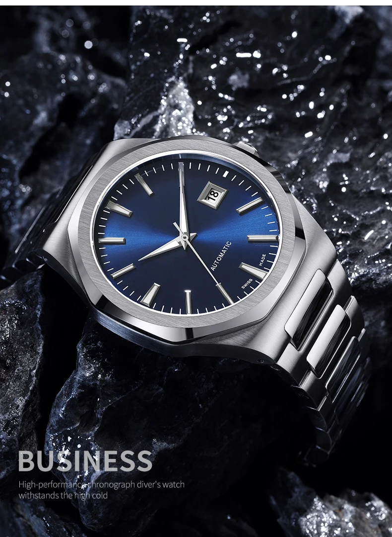 High Quality Style Stainless Steel Case Back 5 ATM Water proof Miyota 9015 mechanical automatic movement Mens  Wrist Watch