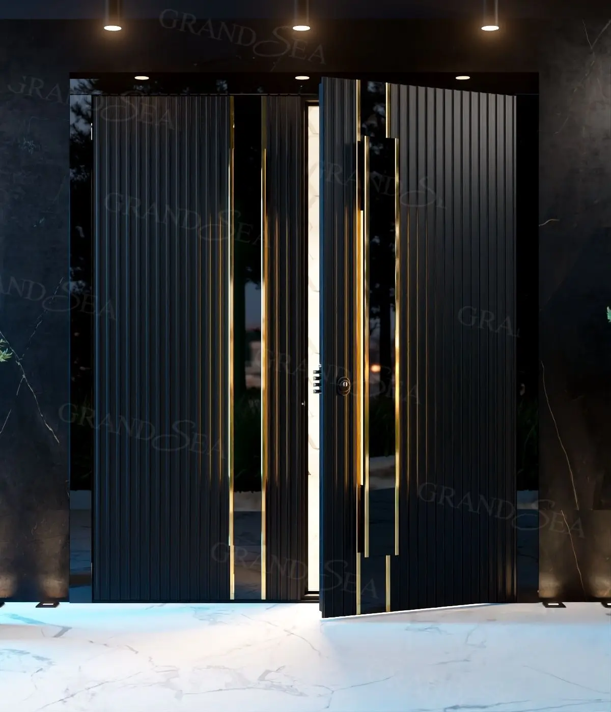 Top Grade Metal Exterior Door Front Entry Door Villa Aluminum Modern Stainless Steel Front Entry Pivot Door For Houses