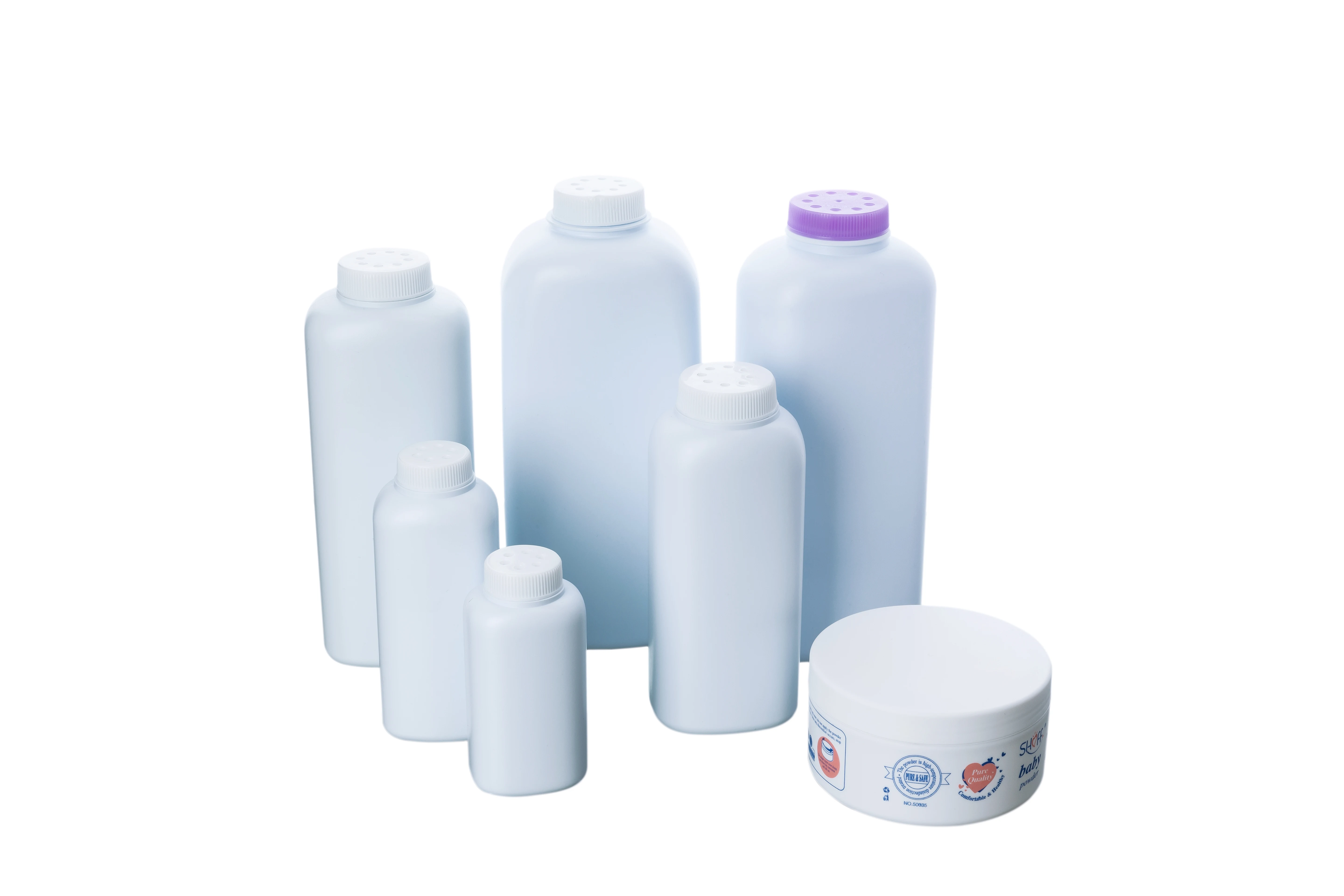 100g Square Screw Cap with Holes Baby Talcum Powder HDPE Plastic Empty White Bottle