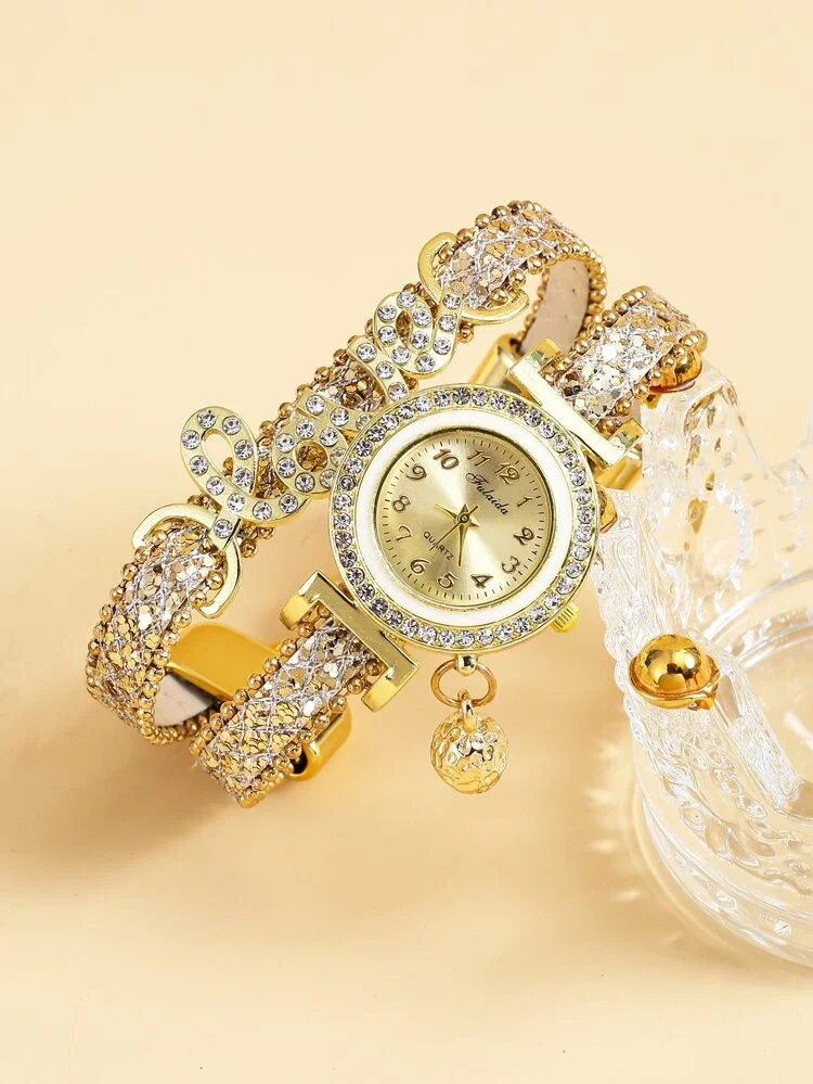 Love Watch for Women Vintage heart Bracelet Dial Analog Quartz Wrist Watches Set WW021