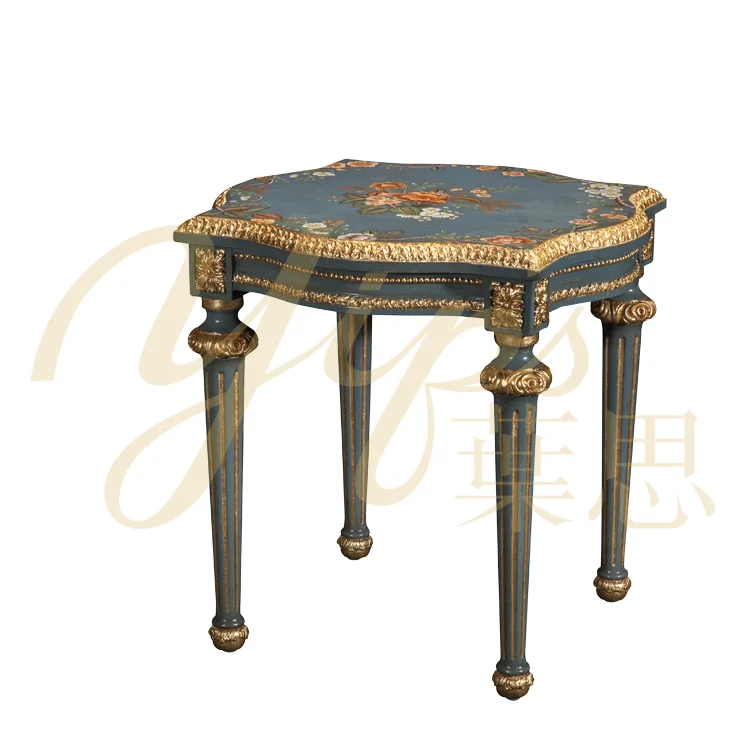 Yips LD-1604-1394 European Series Resin Carving Handpainted Floral Pattern Livingroom Sofa Set End Table