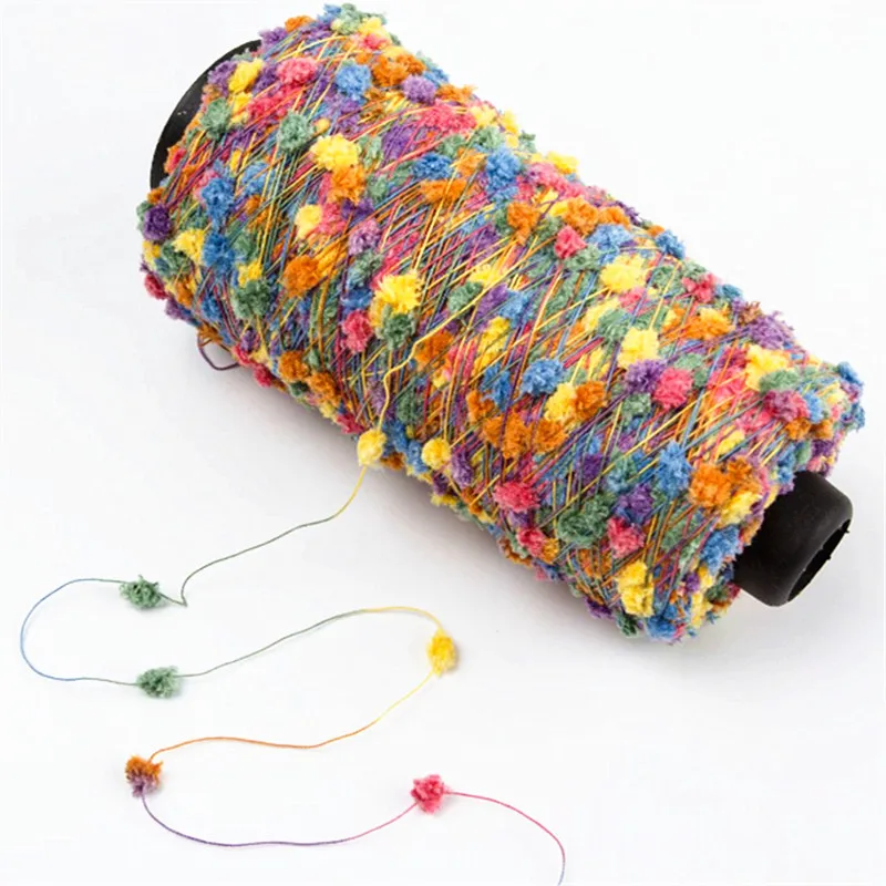 High quality 100% polyester Raw White full dull beans peas toothbrush fancy yarn for sweater scarf