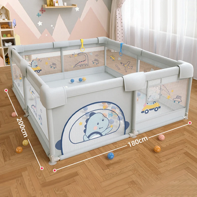 Large Size Mesh Fabric Baby Playpens Toddler Playyard For Home 180*200cm Green Square Safety Game Fence For Children