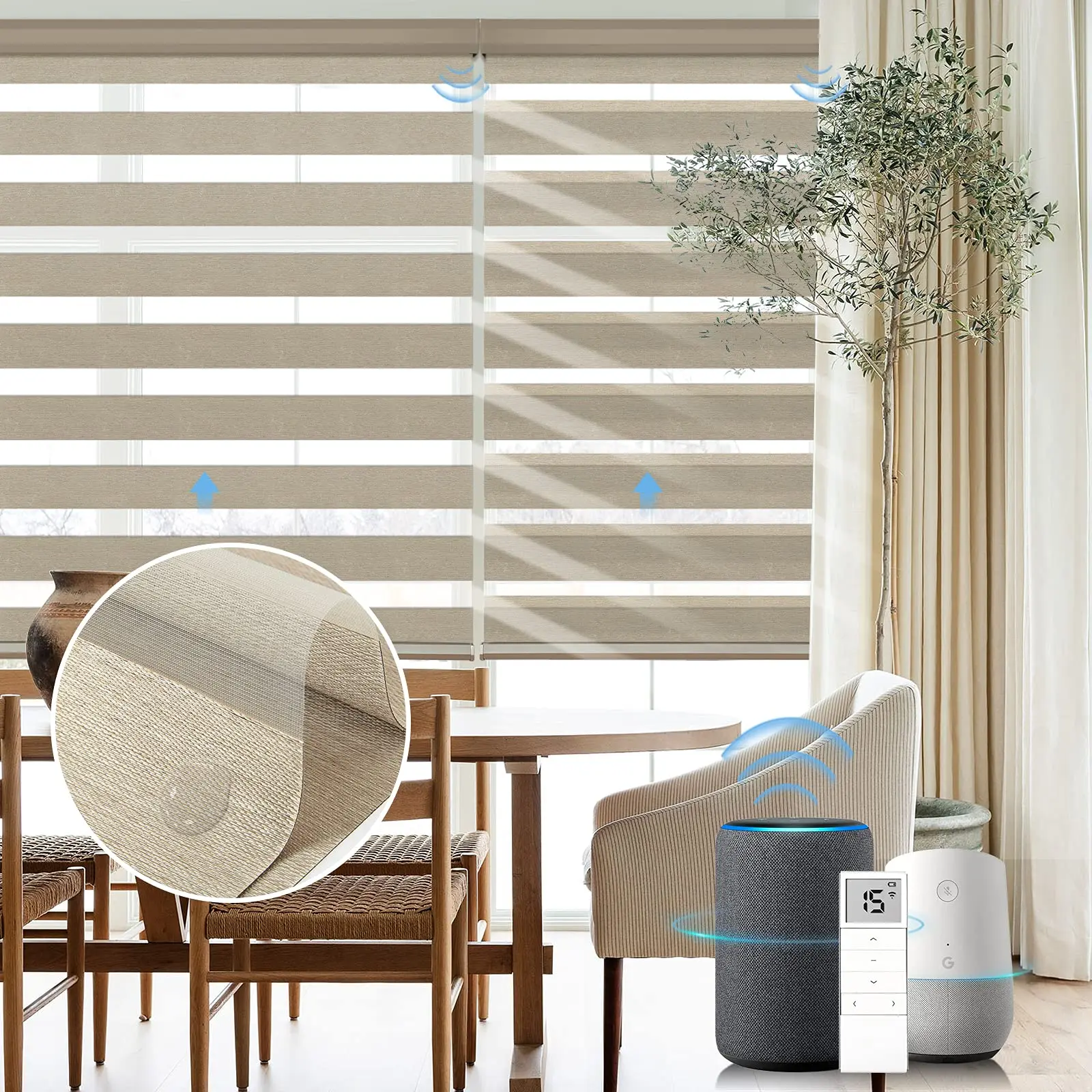 Custom Blinds and Curtain Remote Control Blinds Made Motorized Zebra Blinds