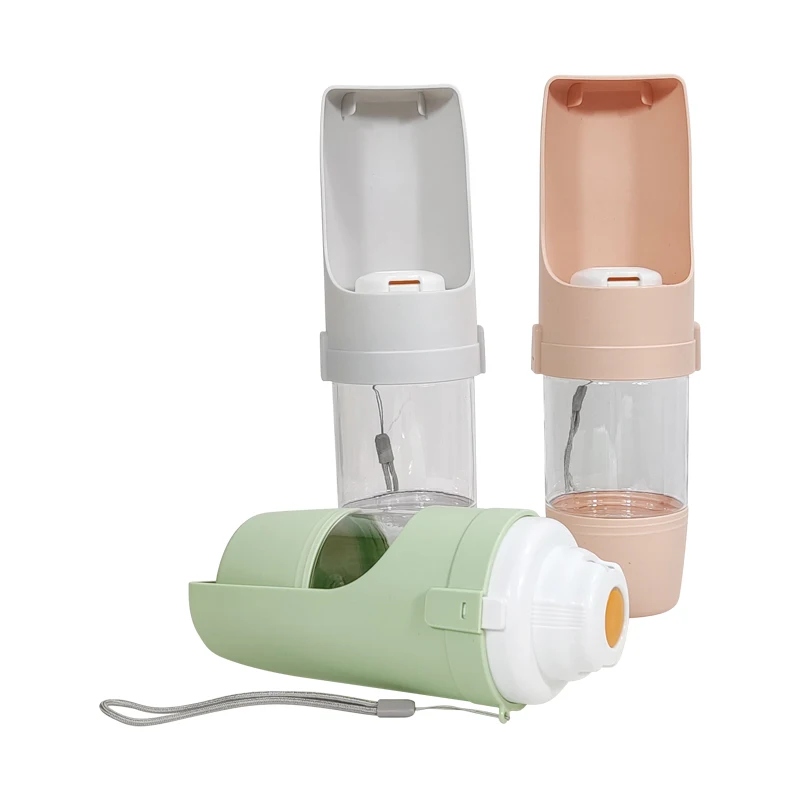 Modern style Unique Outdoor Portable Pet Water Bottle with Food Container and Bowl 3 in 1 Travel Foldable Dog Bottle