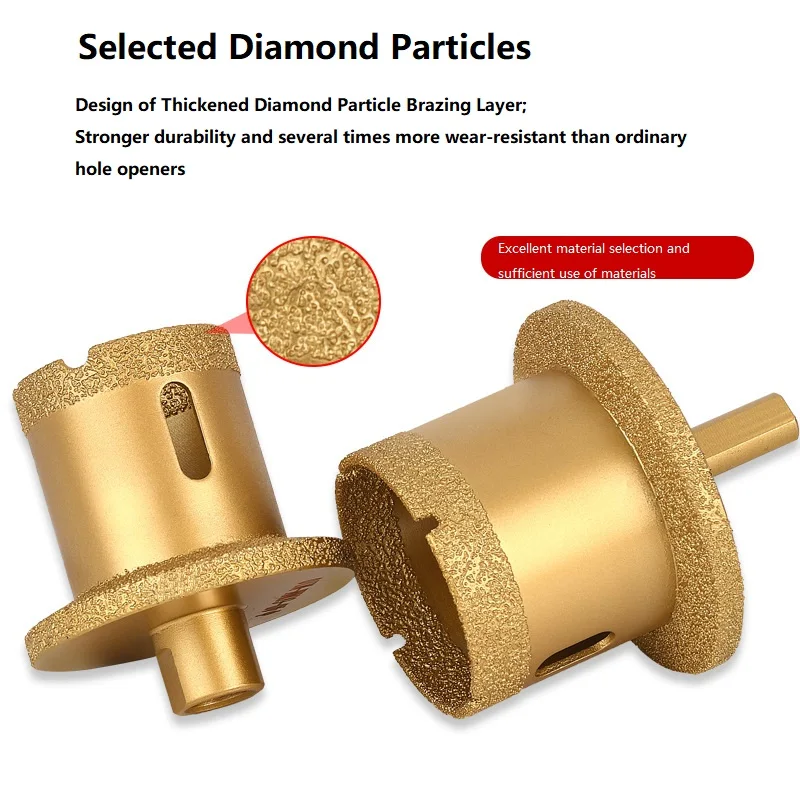 40/60mm 45/65mm 50/70mm Brazed Double Layer Diamond Drill Bits for M10/M14 Angle Grinder for Basin Tile Flume Granite Marble