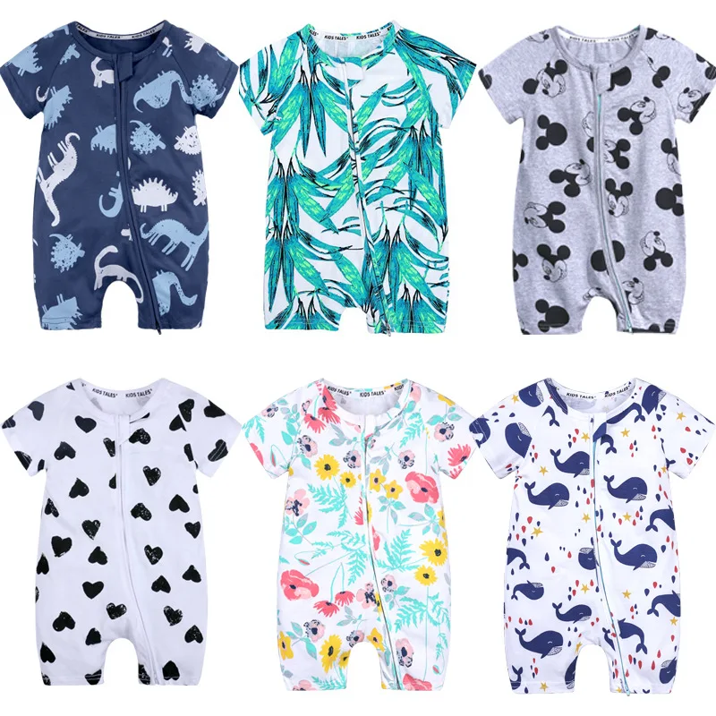 Baby Jumpsuit Romper Baby Clothing Baby Clothes Organic Bamboo 95%bamboo Short Sleeve Summer Fancy Custom Label Full Unisex