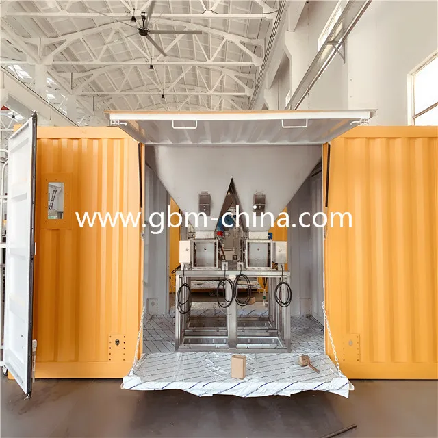 GBM 25/50kg containerized weighing and bagging machine 50kg filling to pack in PP bags