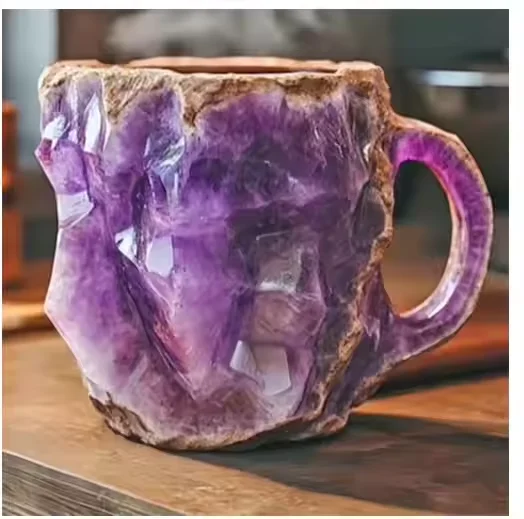 New Products Home Office Natural Mineral Cups New Real Colorful Mineral Crystal Coffee Mugs for Elegant Christmas Gift 2025