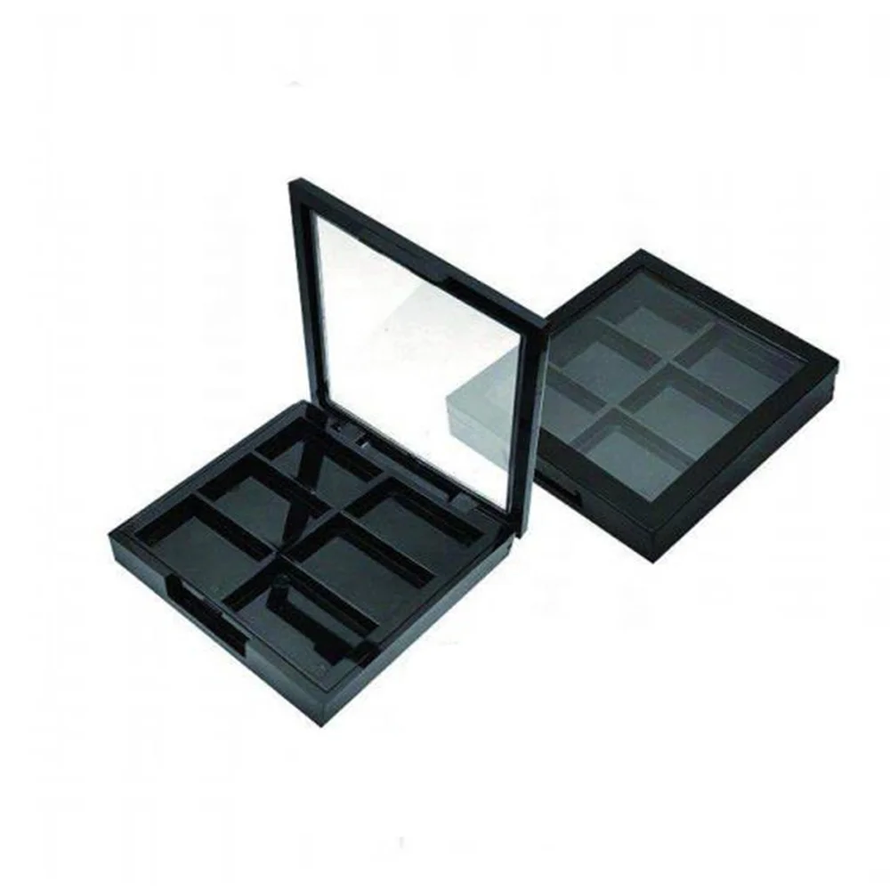 6 colors square plastic compact powder blush case packaging custom logo empty eyeshadow palette container