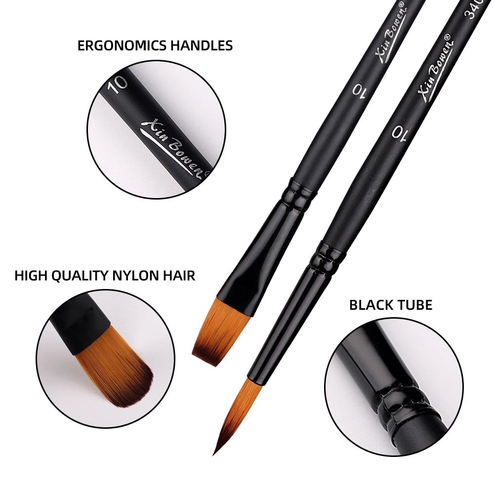Xin Bowen Painting Brushes Set 12 PCS Acrylic Oil Watercolor Brush Nylon Hair Artist Brush for Art Painting