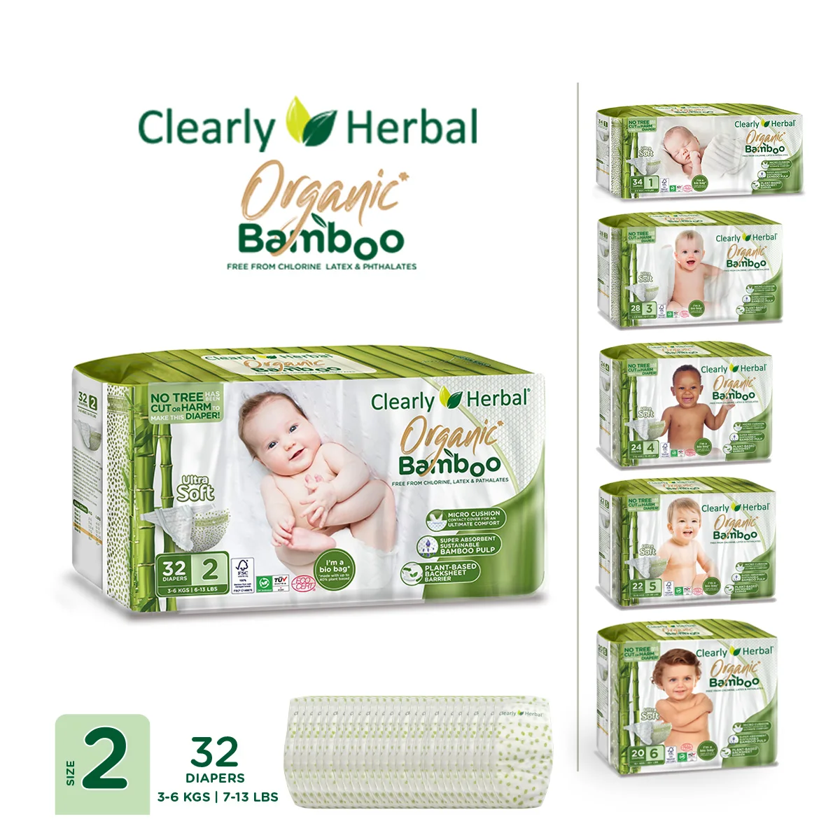 Organic tissue paper bamboo diaper manufacturer baby nappy Size 2