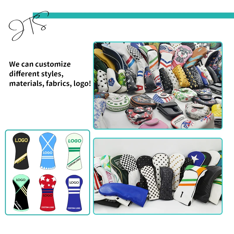 Wholesales Golf Headcover Embroidery and Printing Custom logo Design PU leather Driver Head Cover