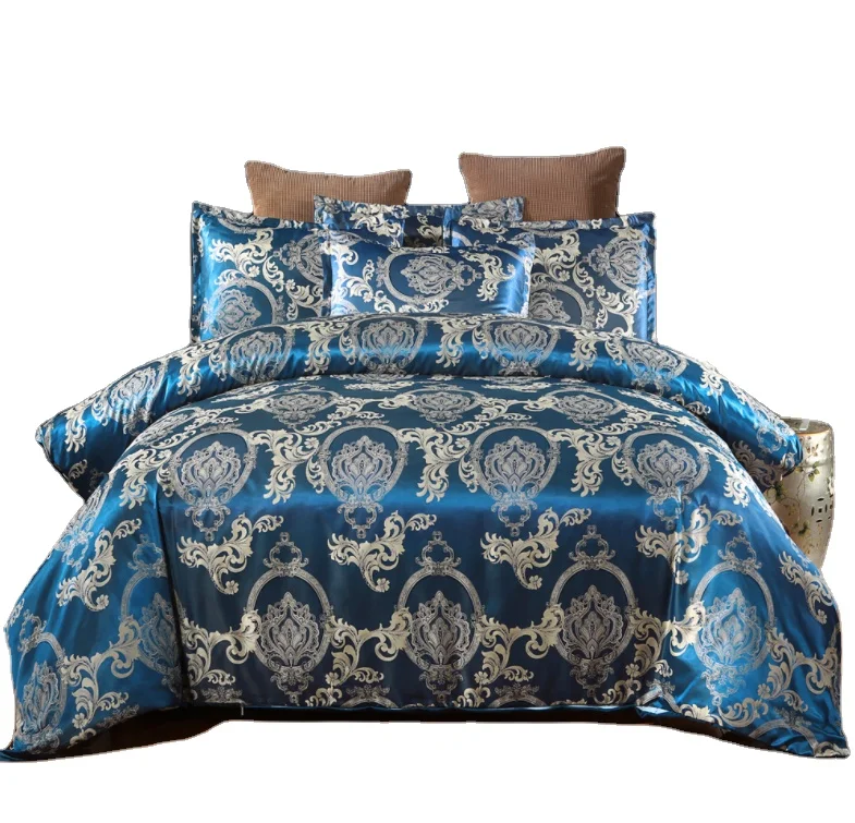 Hot sale European satin jacquard bedding set quilt cover pillowcase  Nantong Textile