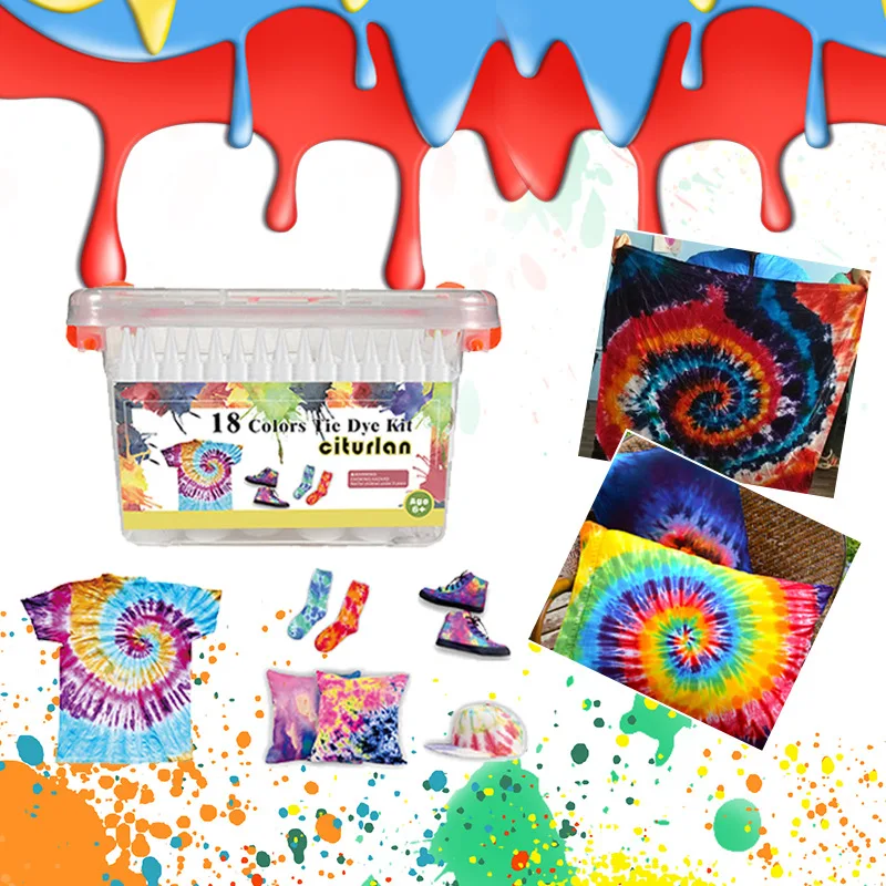 Amazon Non-toxic Permanent Art Fabric DIY Drawing Tie Dye Kit 18 Colors