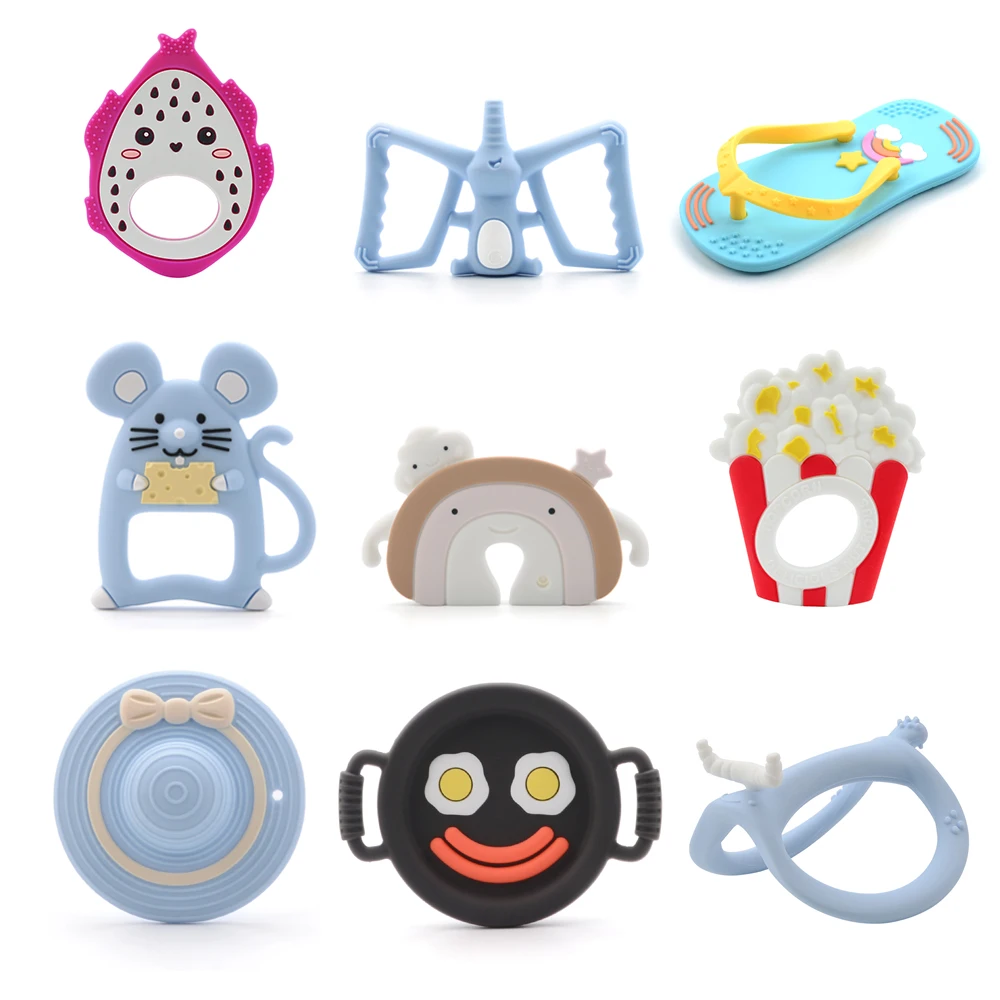 Wholesale 100%Food Grade Silicone Baby Chewable Teething Teether BPA Free Cute Silicone Rainbow Teether for Baby Teething