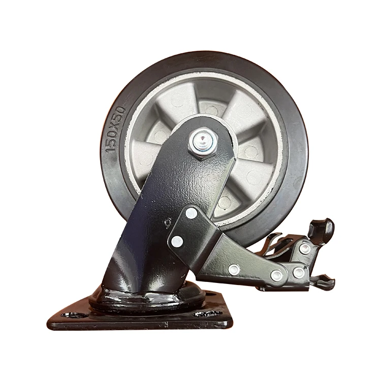 Steel Solid High Elastic Industrial Rubber Wheels Durable Medium Duty Trolley Caster Wheels