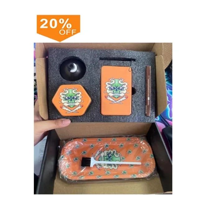 full  Set Travel Smoking Kit Metal Rolling Tray Smoking Set Storage Spices Tobacco Grinder Kit