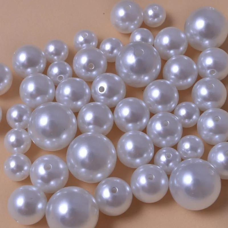 Sew-on 58 Colors 3mm 4mm 5mm 6mm ABS Pearl Plastic Perforated Round Pearl For Garment Decoration