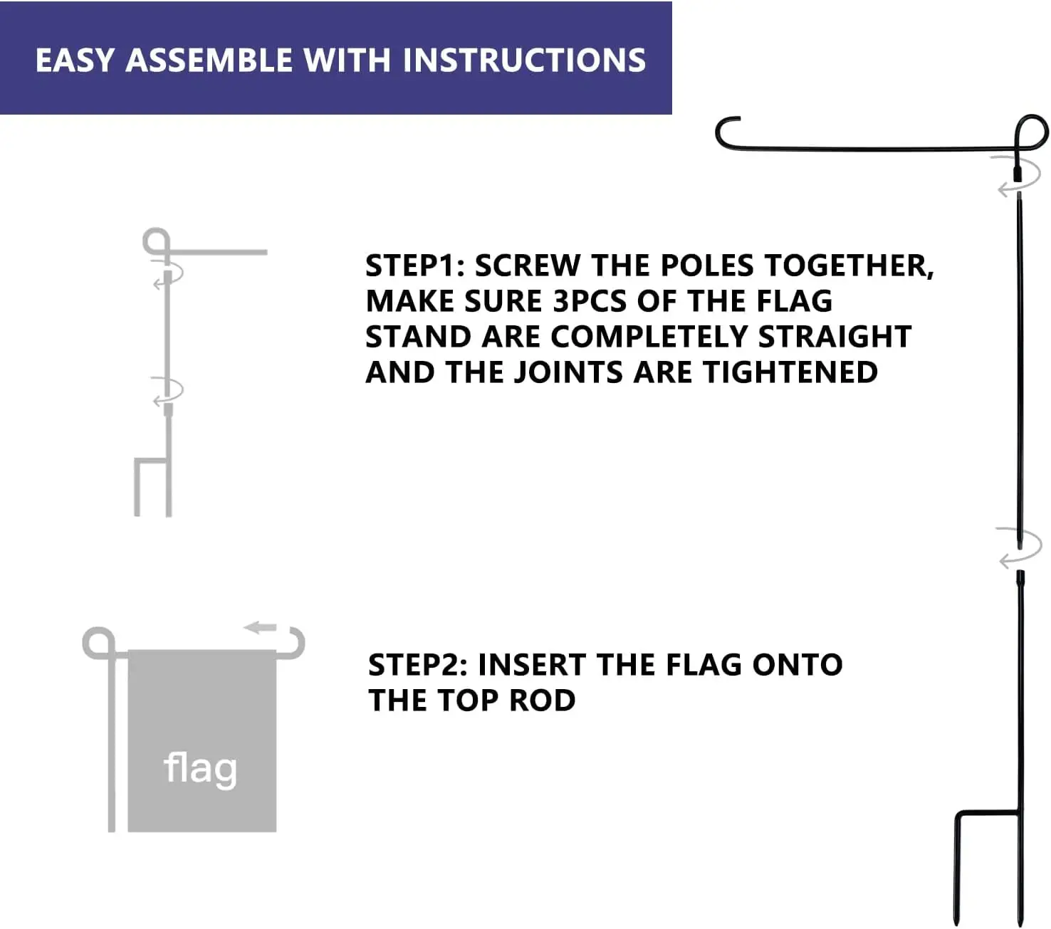 Garden Flag Holder Stand Yard Flag Holder Weather-Proof Metal Flagpole